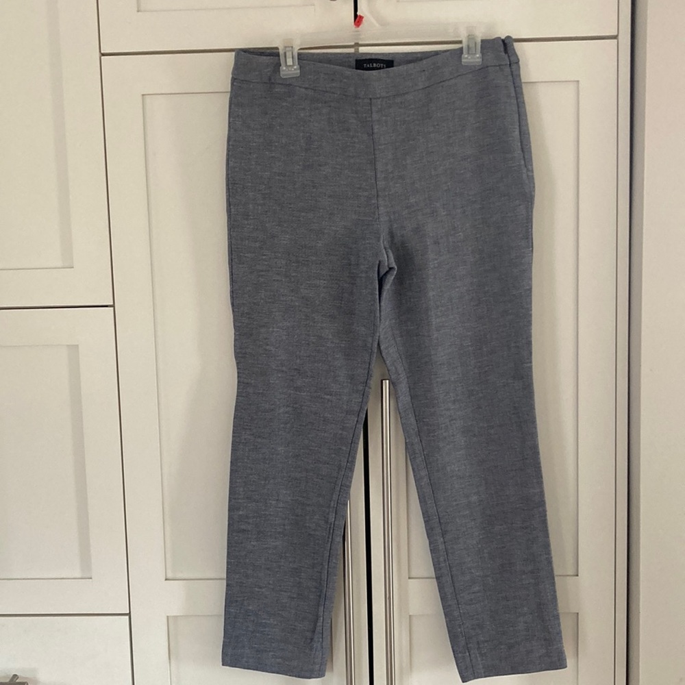 Talbots Chambray Blue Chatham Ankle Side Zip Pants Size 10